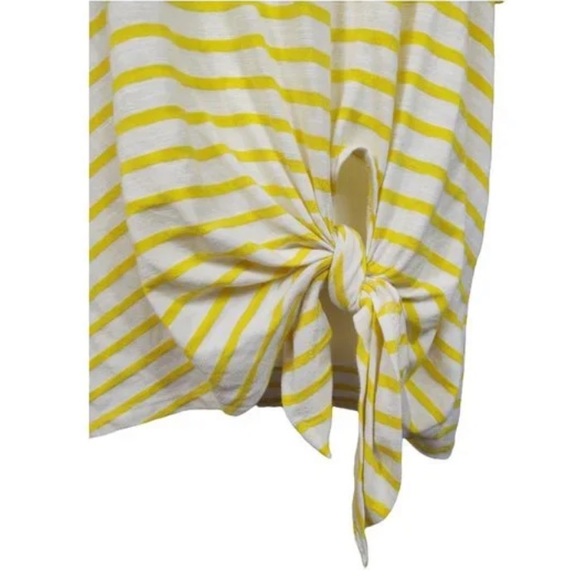 Umgee Butter Yellow and White Striped Lightweight Top - Picture 2 of 5